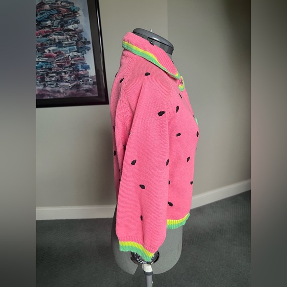 Price firm- Michael simon M watermelon 🍉 sweater cardigan easter valentines day - Picture 3 of 8
